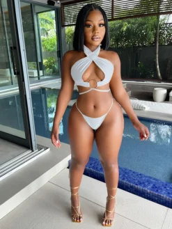 Seductive Solid Swimming Two Pieces Bikini Set