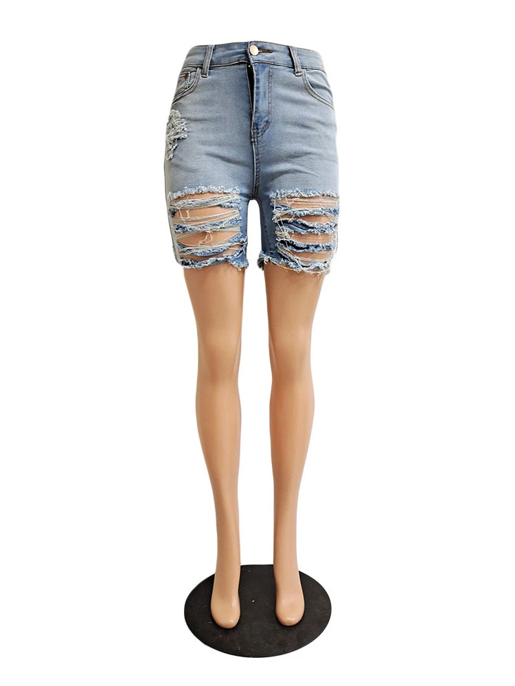 Hot Ripper Light Blue Zipper Denim Short - Image 3