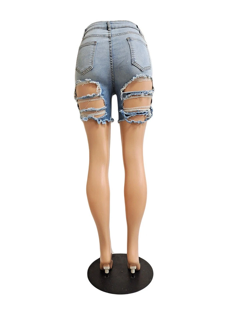 Hot Ripper Light Blue Zipper Denim Short - Image 5