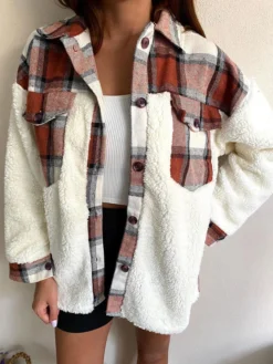 Trendy Winter Warmth Plaid Patchwork Short Coat