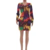 Leisure Tie Dye V Neck Shirt Long Sleeve Dress
