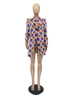 Fall Heart Letter Printed Long Sleeve Blazer Coat