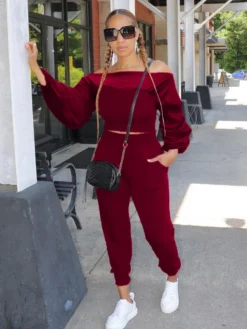 New Boat Neck Long Sleeve Activewear Sets