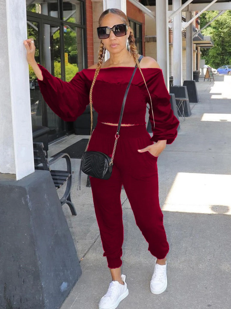 New Boat Neck Long Sleeve Activewear Sets