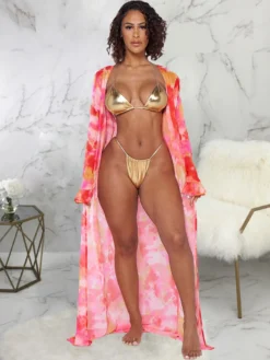 Beach Sexy Perspective Print Cover Up Coat