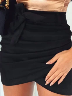 Sexy Tie Wrap Ruched Mini Skirt