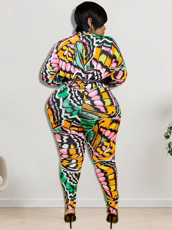 Mock Neck Tie Wrap Plus Size Jumpsuit - Image 2