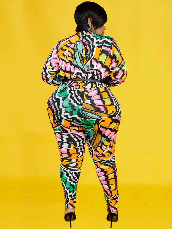 Mock Neck Tie Wrap Plus Size Jumpsuit - Image 4