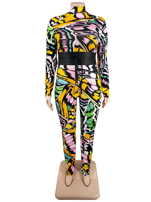 Mock Neck Tie Wrap Plus Size Jumpsuit - Image 5