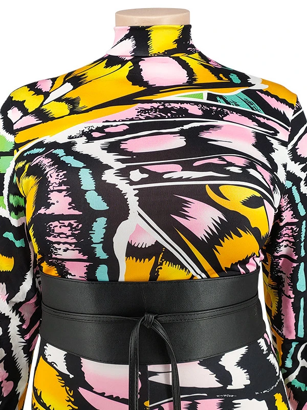 Mock Neck Tie Wrap Plus Size Jumpsuit - Image 8