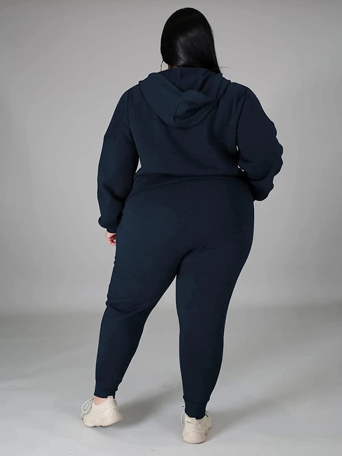 Sports Solid Plus Size Matching 2 Piece Workout Sets - Image 3