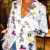 Casual Colorful Print Long Sleeve Women Blazer
