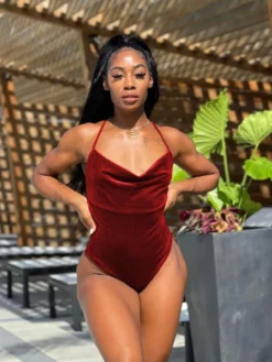 Sexy Solid Open Back One Piece Swimsuit