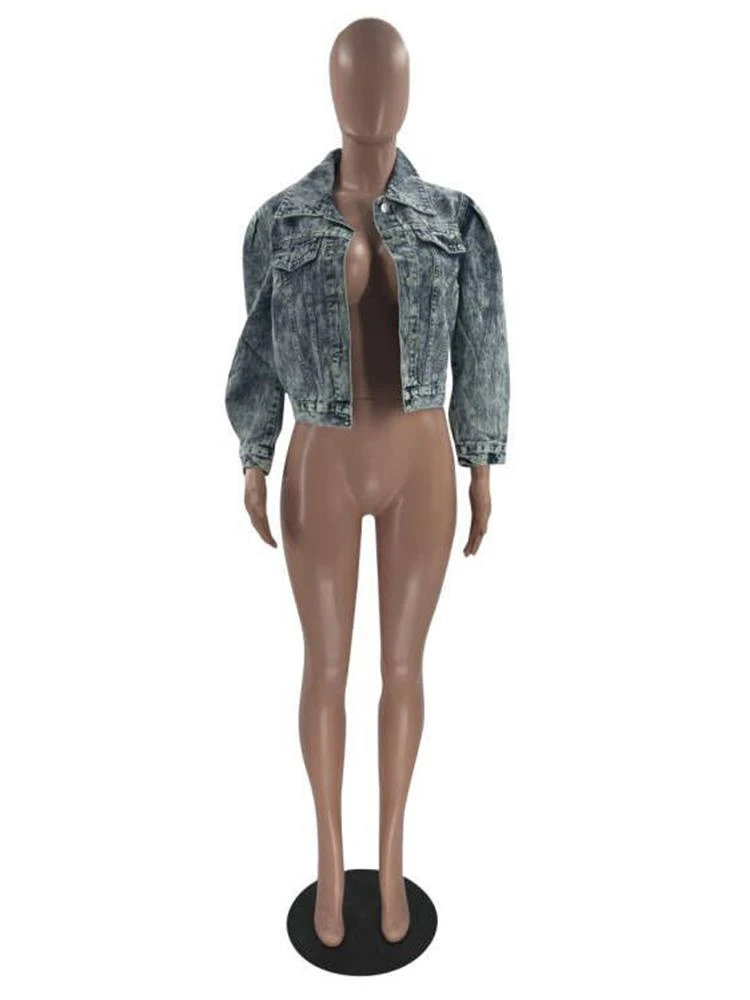 New Solid Turn-Down Versatile Denim Jacket - Image 4