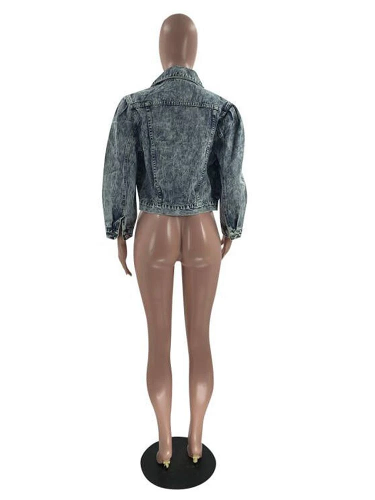 New Solid Turn-Down Versatile Denim Jacket - Image 6