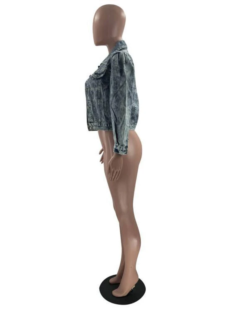 New Solid Turn-Down Versatile Denim Jacket - Image 5