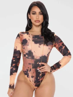 Tie Dye Skinny Plus Size Sexy Bodysuit