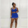Sleeveless Halter Sports Two Piece Short Skirt Set
