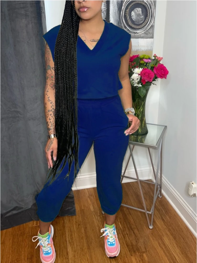 Pure V Neck Camisole With Long Pants Set