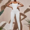 Street White Backless Sleeveless Jumpsuits For Women