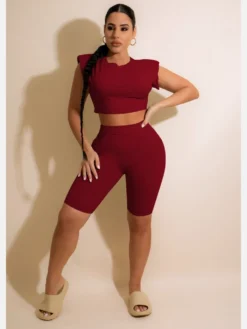 Solid Women 2 Piece Workout Set