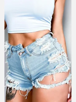 Popular Hole High Waist Denim Short Jeans