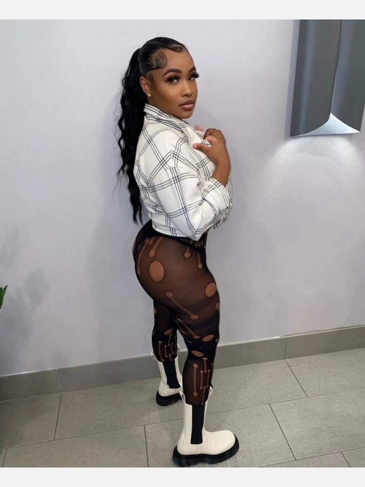 Nightclub Black Hollowed Out Leggings Stockings - Image 3