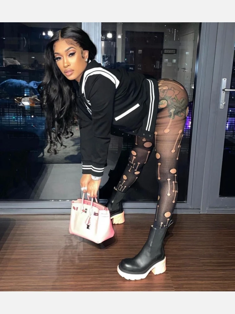 Nightclub Black Hollowed Out Leggings Stockings - Image 6