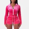 Sports Velvet Matching Short 2 Piece Outfit Sets