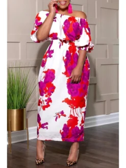 Off The Shoulder Printed Maxi Dressed For Women