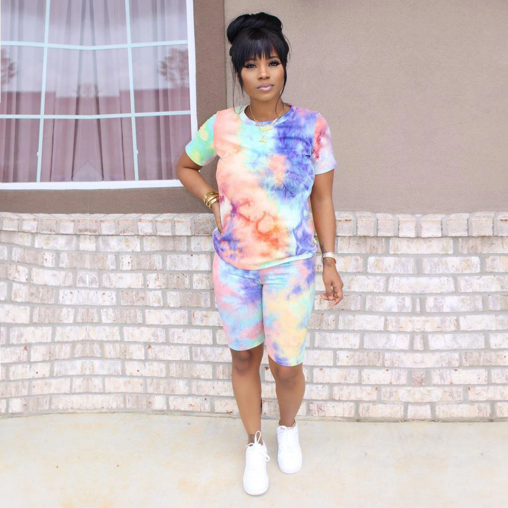 Women Casual Tie Dye 2 Piece Pant Sets