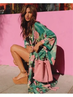 Loose Beach Long Sleeve Tie Wrap Cover Up