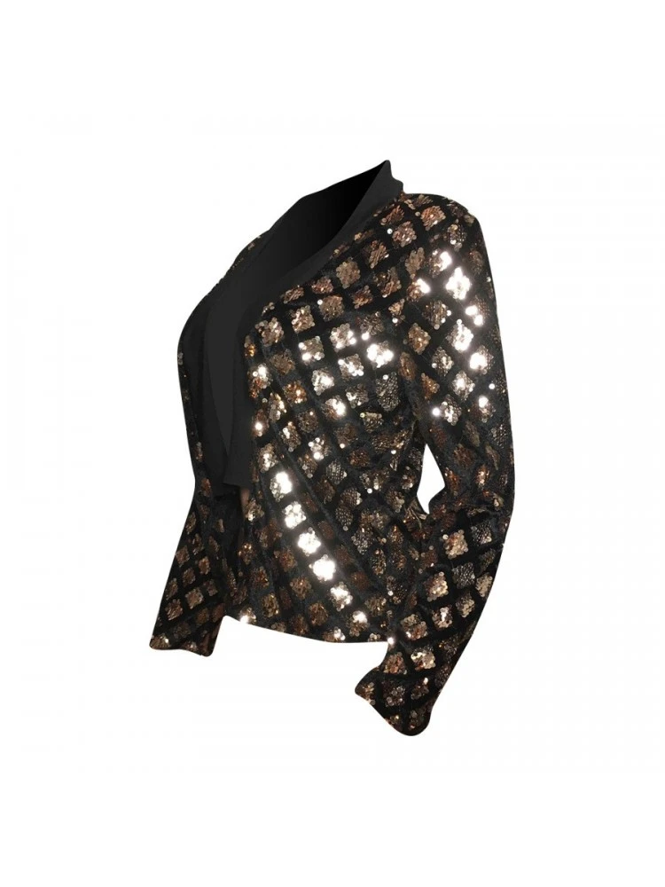 Fashion Casual Plaid Sequins Women's Suit - Image 3