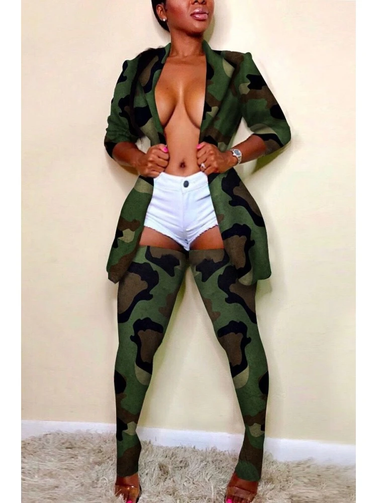 Camouflage Slim Fit Women Blazer Coats - Image 2