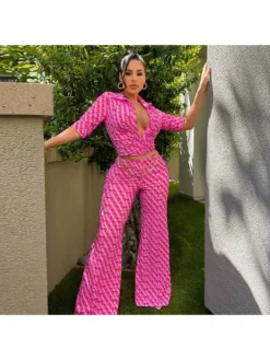 Sexy Printing Slim Wide Leg Women's Jumpsuit