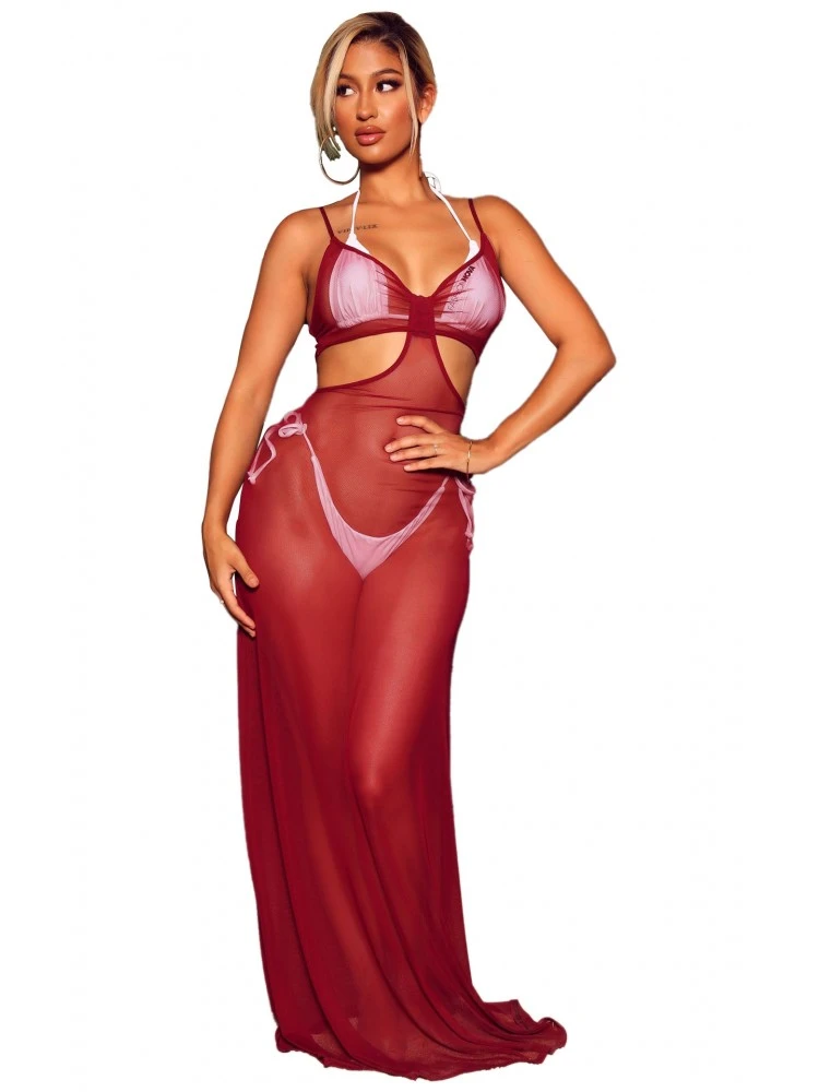 Sexy See-through Gauze Sunscreen Suspender Dress For Women - Image 2