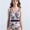 Retro Printed Backless Women's Swimsuit