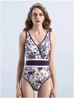 Retro Printed Backless Women's Swimsuit