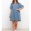 Ruffled Patchwork Pure Color Dress
