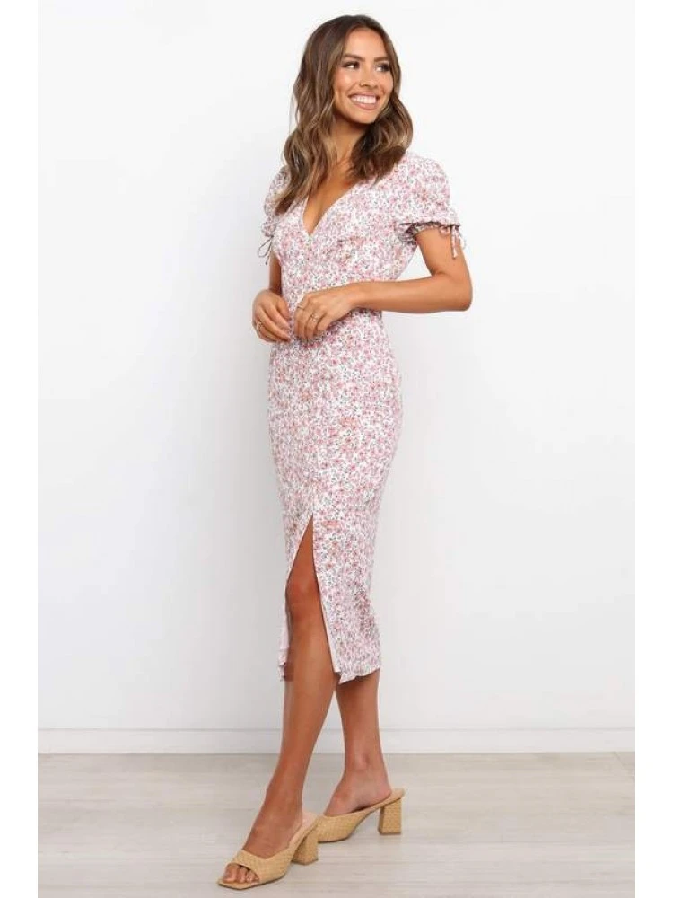 Summer V-Neck Short Sleeve Floral Dress - Image 5