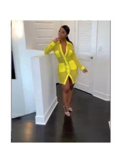 Sexy Hollow Out Long Sleeve Short Dress