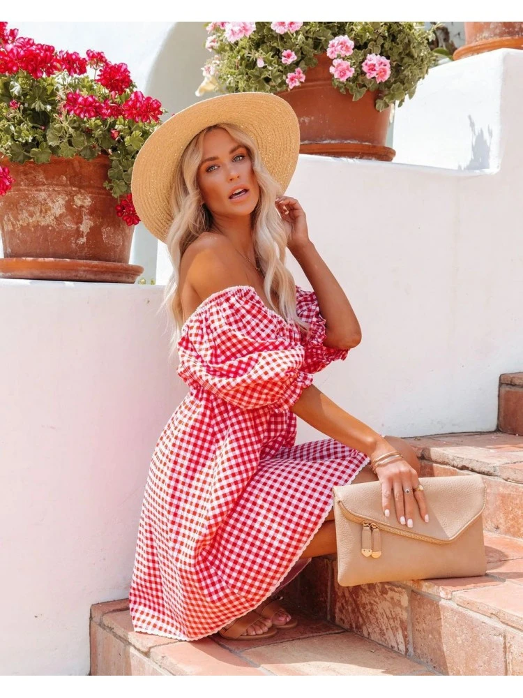 Summer Sweety Backless Plaid Dress - Image 3