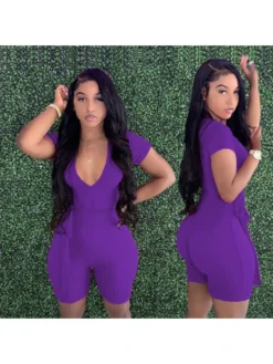 Fashion Pure Color Skinny Women's Jumpsuit