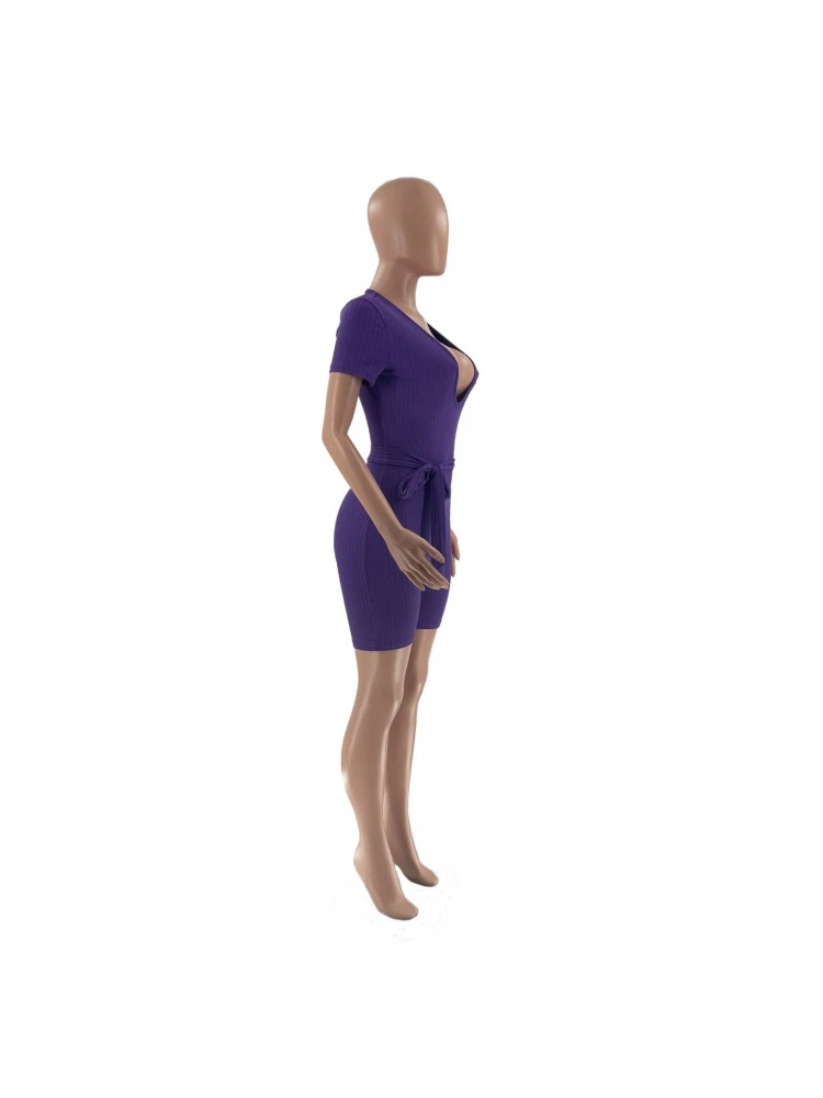 Fashion Pure Color Skinny Women's Jumpsuit - Image 3