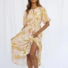 Casual Printed Short Sleeve Midi Dress