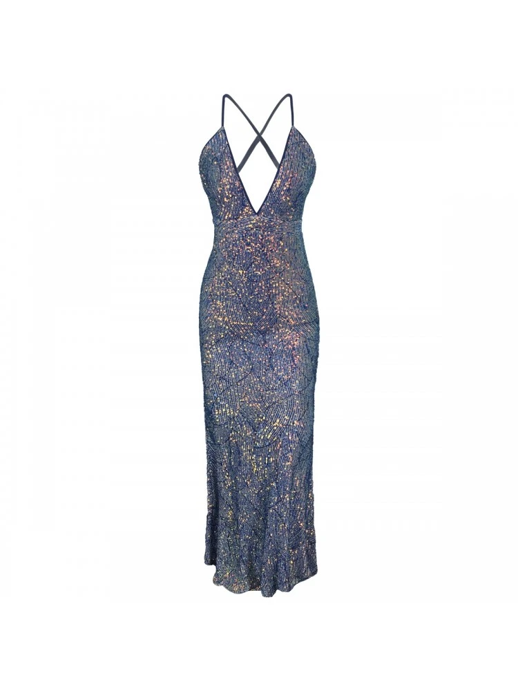 Sexy Evening Sequins Sleeveless Maxi Dress - Image 4