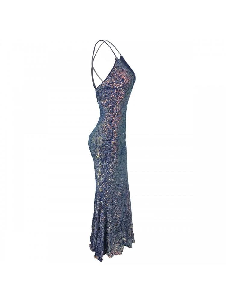 Sexy Evening Sequins Sleeveless Maxi Dress - Image 5