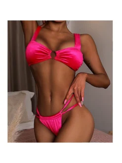 Sexy Velvet Pure Color 2 Piece Bikini Sets