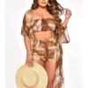 Women's Chiffon Printed Three-Piece Swimsuit
