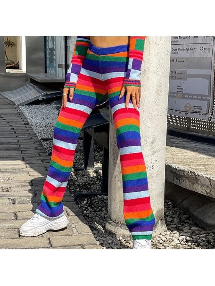 Striped Matching Long Sleeve Matching 2 Piece Trouser Sets - Image 5